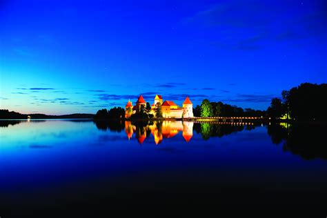 lithuania, Castles, Lake, Sky, Night, Medininkai, Castle, Cities Wallpapers HD / Desktop and ...