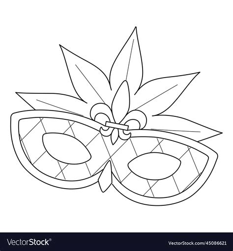 Mardi gras mask isolated coloring page for kids Vector Image