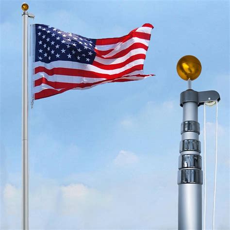 Stand 20FT Telescoping Flag Pole Kit, Thick 16-Gauge Aluminum, 3x5 Ame – Stand Flag Poles