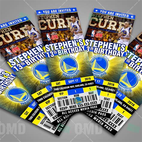 Golden State Warriors Basketball Ticket Style Invite | Basketball ...