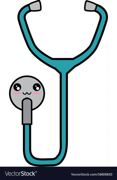 Stethoscope doctor tool kawaii cartoon Royalty Free Vector