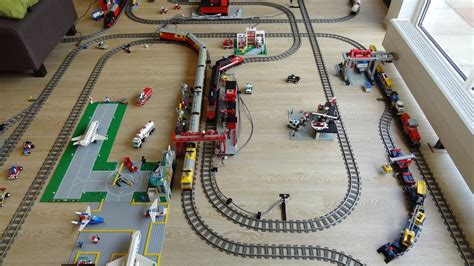 Huge Lego 9 volt train dream layout fully automated by Arduino - YouTube