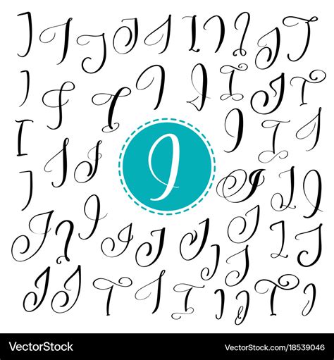 Set of hand drawn calligraphy letter i Royalty Free Vector