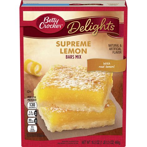 Betty Crocker Delights Supreme Lemon Bars Mix, 16.5 oz. - BettyCrocker.com