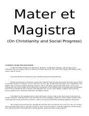 MATER ET MAGISTRA.docx - Mater et Magistra On Christianity and Social ...