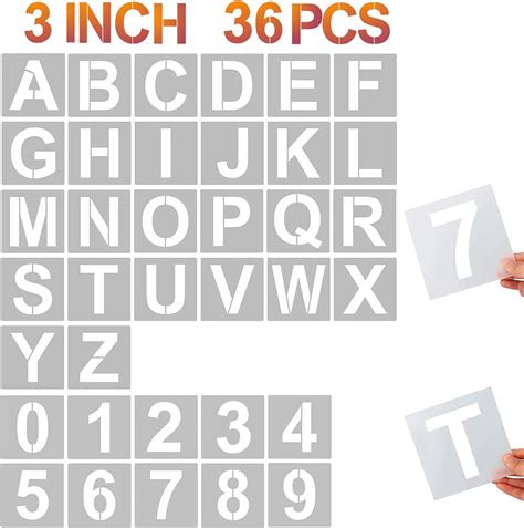 Amazon.com: YEAJON 3 Inch Letter Stencils and Numbers, 36 Pcs Alphabet ...