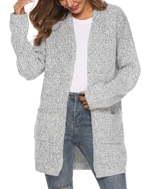 Hot Casual Long cardigan V Neck Pockets sweater women knitted cardigans female lady sweaters ...