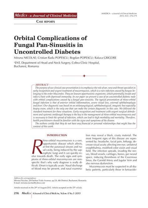 (PDF) Orbital Complications of Fungal Pan-Sinusitis in Uncontrolled ...