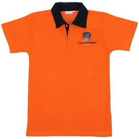 Poly Cotton Half Sleeves Kids Orange School Uniform T-Shirt at Rs 200 ...