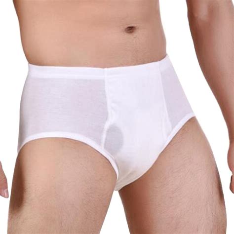 3 Pcs on set Mens White Classic Incontinence Briefs Regular Absorbency Washable Reusable ...