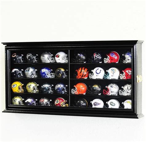 32 Pocket Pro Mini Helmet Display Case Cabinet Holders Rack w/UV ...