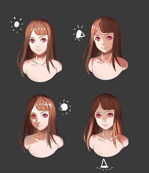 Simple Face Lighting Reference | Shadow drawing, Anime art tutorial, Digital art tutorial