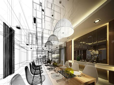 Abstract sketch design of interior dining — Stock Photo © yaryhee #57076397