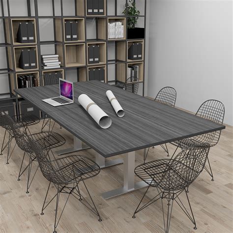 8 Person Rectangle Conference Table with Metal Bases | Harmony Series