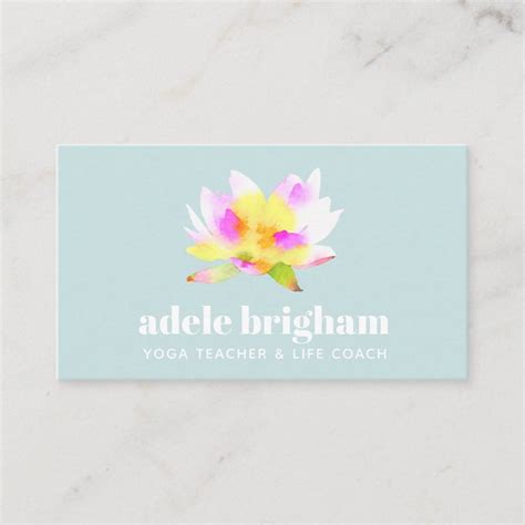 Pink Watercolor Lotus Flower Floral Business Card | Zazzle