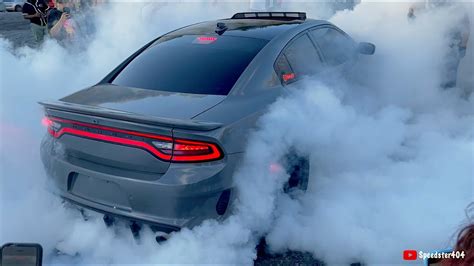 CRAZY CHARGER HELLCAT REDEYE DOING BURNOUTS & DONUTS! - YouTube