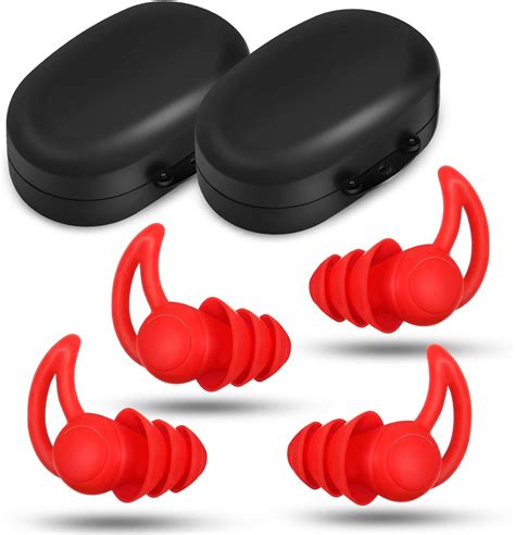 2 Pairs Noise Reduction Ear Plugs for Sleeping, Comfortable Silicone Noise Cancelling Earplugs ...