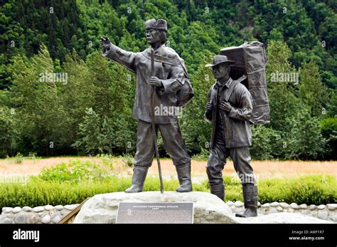 The Skagway Alaska Centennial Statue commemorating the Gold Rush Stock ...