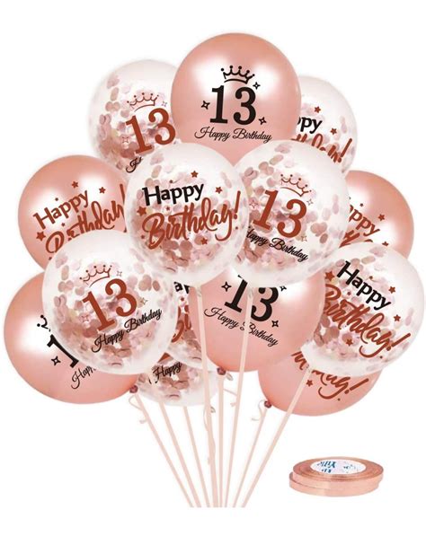 Rose Gold 13th Birthday Party Decorations-Happy Birthday Balloon Banner ...