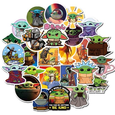 Buy Upgraded 100 PCS Pack Baby Yoda Merchandise Stickers 3-4inch ...