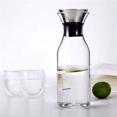 35oz Borosilicate Glass Pitcher With Lid , Silicone Flip Top Lid ...