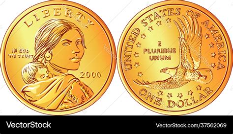 American sacagawea dollar gold coin Royalty Free Vector