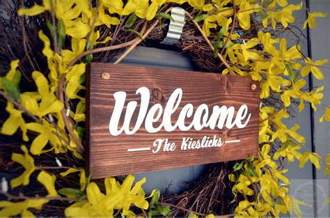 Up for grabs, a beautiful Welcome Wood Door Sign Personalized with last ...