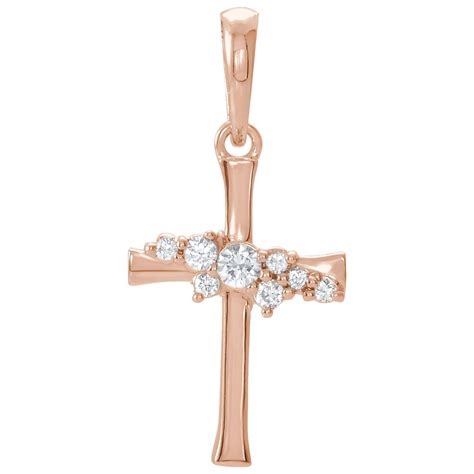 Diamond2Deal - 14K Rose Gold Solid .06 CTW Diamond Cluster Cross ...