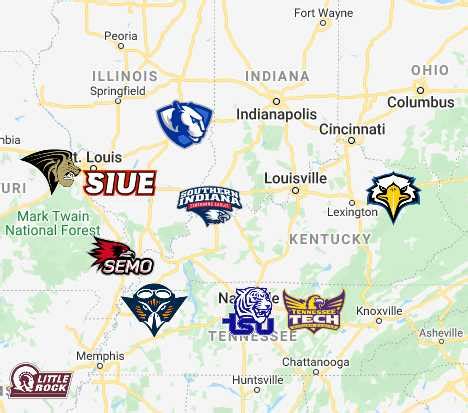 Ohio Valley Conference Map | Teams | Logos