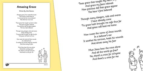 Amazing Grace Hymn Lyric Sheet (teacher made) - Twinkl