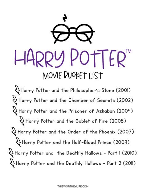 Harry Potter Movie List In Order + Free Printables