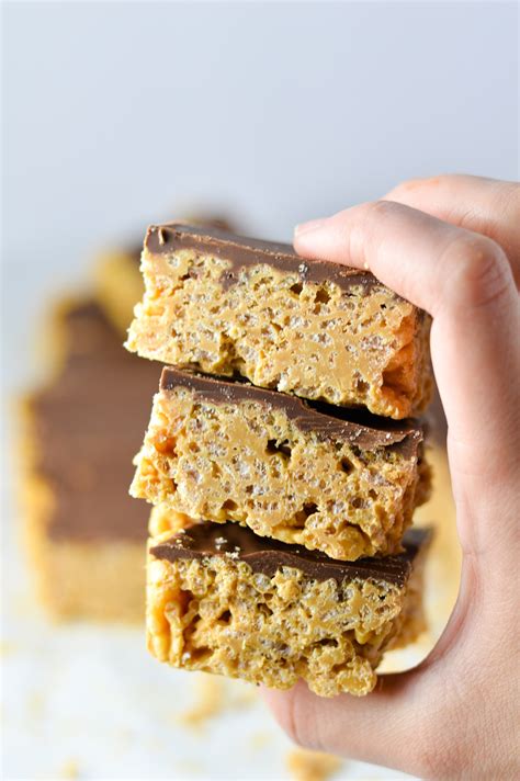 Peanut Butter and Chocolate Rice Krispies Squares | A Taste of Madness