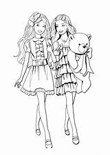 Barbie Girlfriends On A Walk Coloring Page sketch template