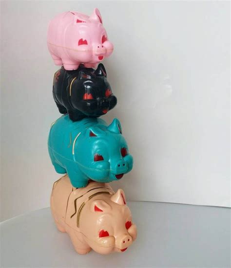 Plastic Piggy Bank | Teal Pig, Pink Pig, Black Pig Vintage Piggy Banks, Reliable, Canada ...