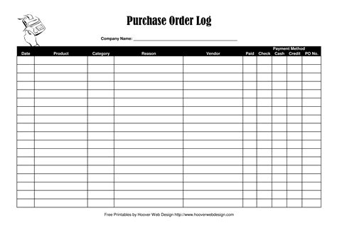 Purchase Order Log Template