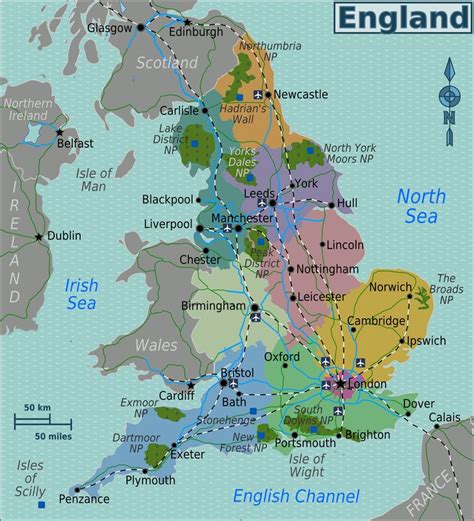 Carte d'Angleterre, plan des 80 principaux lieux | England, England ...