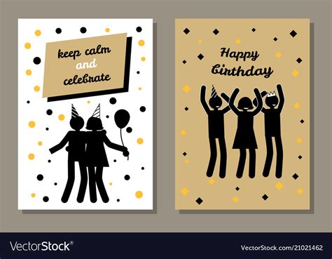 Happy birthday keep calm and celebrate postcard Vector Image