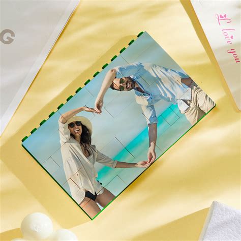 Custom Green Building Block Puzzle Horizontal Photo Bricks for Lover ...