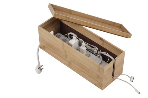 Amazon.com: (Large) Bamboo Cord Cubby - Organizer for Electrical Cords, Cable Box Management ...