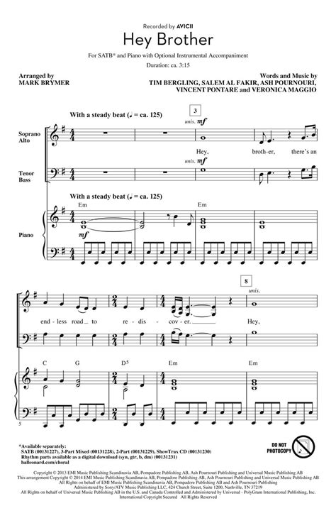 Hey Brother Sheet Music by Mark Brymer (SKU: 00131227) - Stanton's Sheet Music