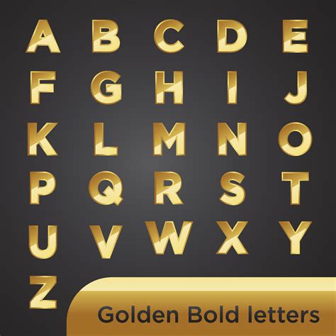 a to z gold letter golden fonts bold gold bar font type face best for ...