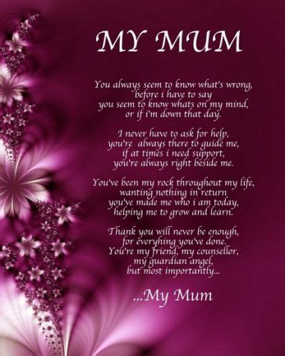 Personalised My Mum Poem Birthday | Happy mother day quotes, Mum poems, Mother quotes