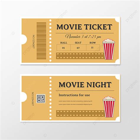 Popcorn Commercial Style Movie Ticket Template Template Download on Pngtree