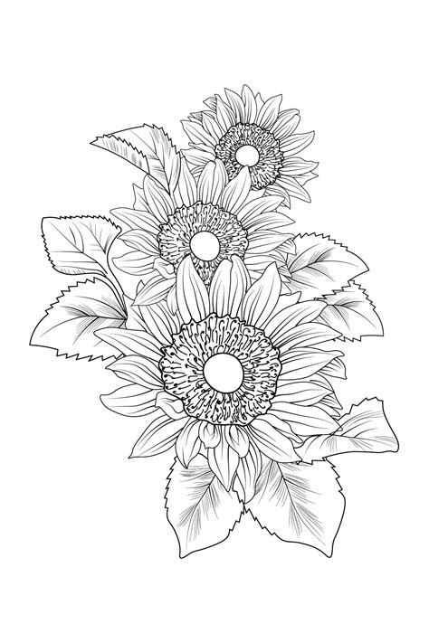 outline sunflower tattoo drawing, line drawing outline sunflower tattoo ...