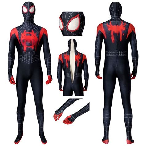 New Spiderman: Into The Spider-Verse Miles Morales Cosplay Jumpsuit ...