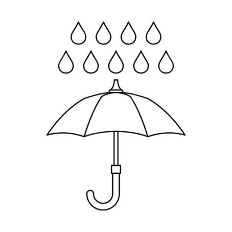 Umbrella And Rain Icon Outline Style, Rain Drawing, Umbrella Drawing ...