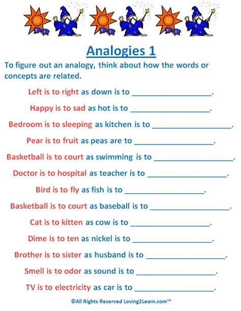 Analogies Worksheet and Video for Reading Comprehension