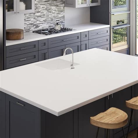 allen + roth A+R Solid Surface White Solid Surface White Kitchen Countertop Sample in the ...