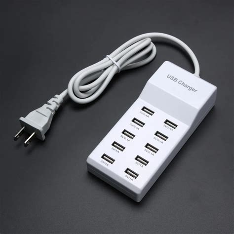 10 Port USB Home Travel Wall AC Charger AC100~240V Fast Charge Power Strip Adapter US/EU Plug-in ...