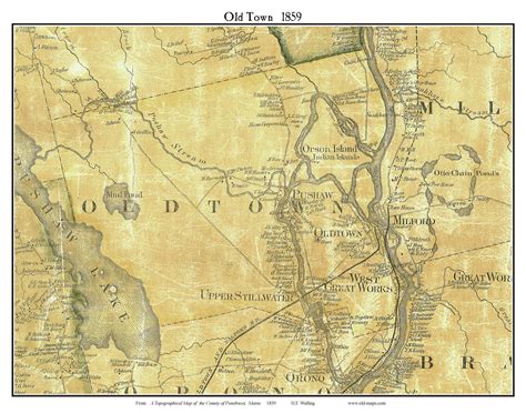 Old Town, Maine 1859 Old Town Map Custom Print - Penobscot Co. - OLD MAPS